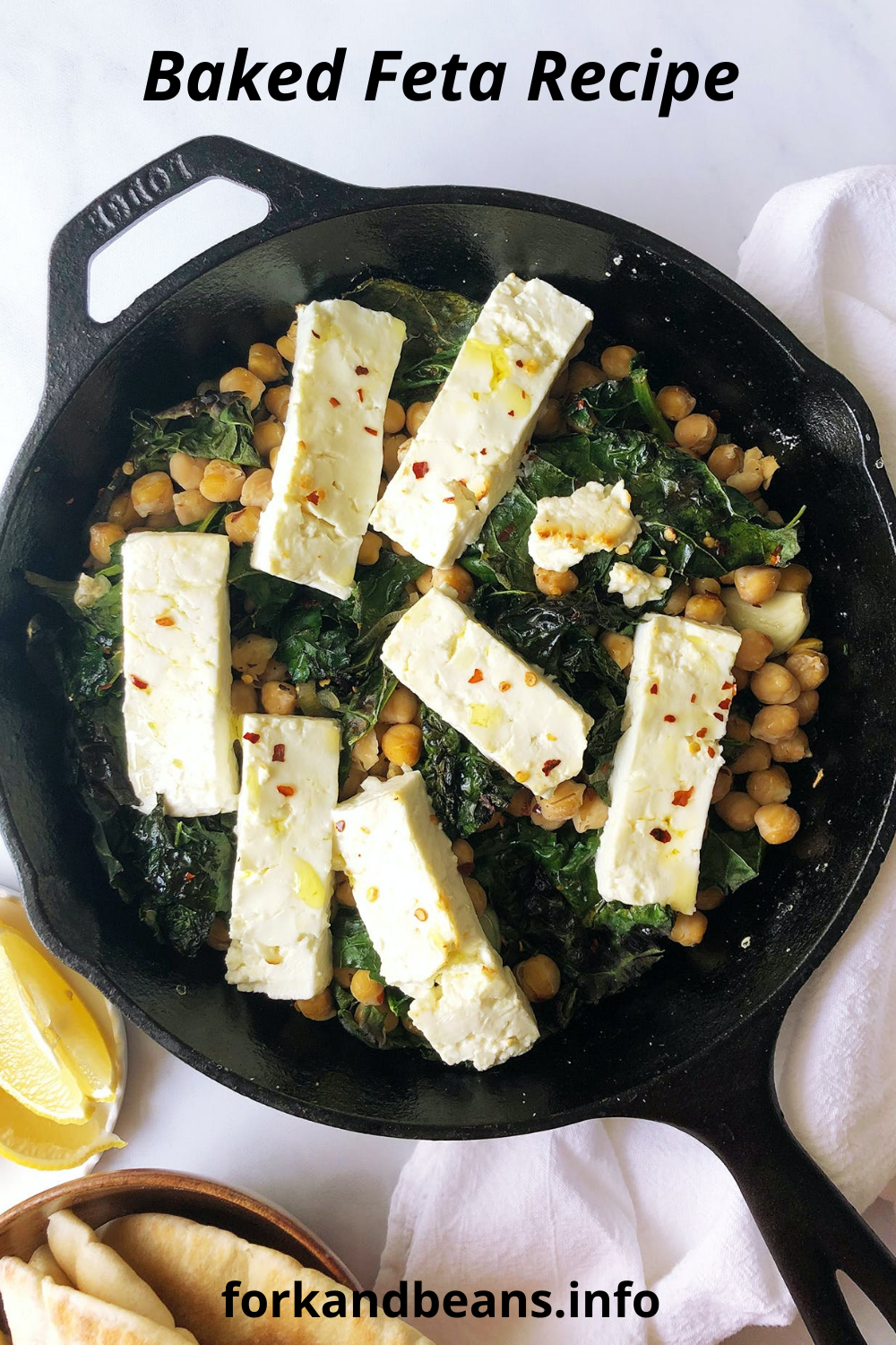 Baked Feta with Garlicky Kale and Chickpeas