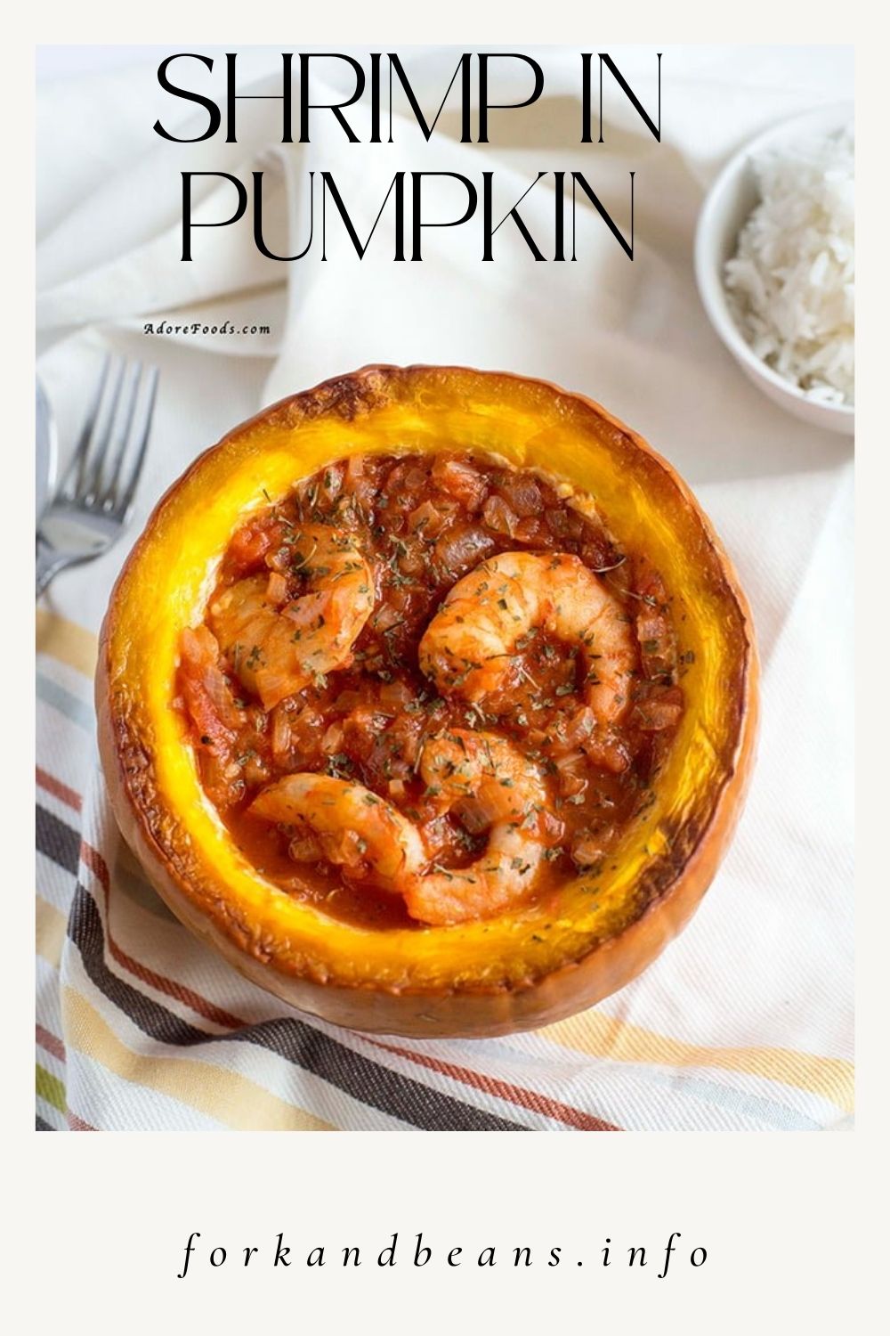Camaro na Moranga, a pumpkin filled with shrimp from Brazil