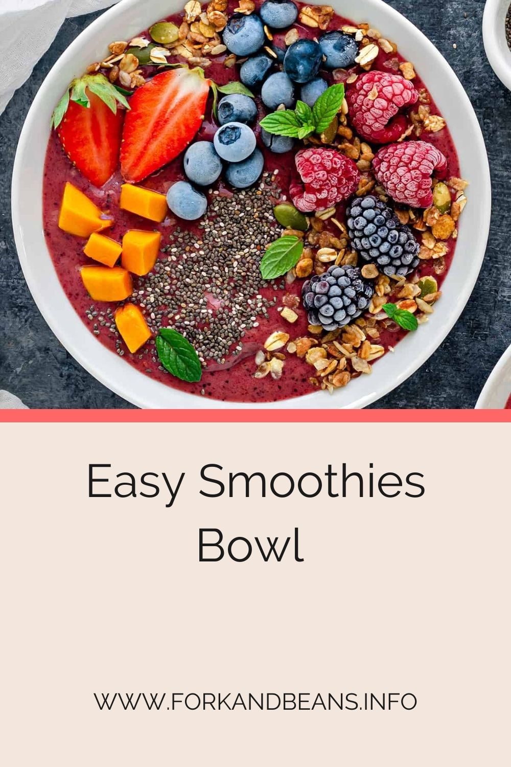 Fruit Smoothie Bowl with Ideas for Toppings